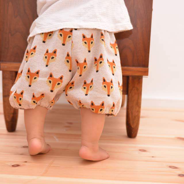 josse キツネ総柄かぼちゃパンツ ジャガード生地 ハーフパンツ